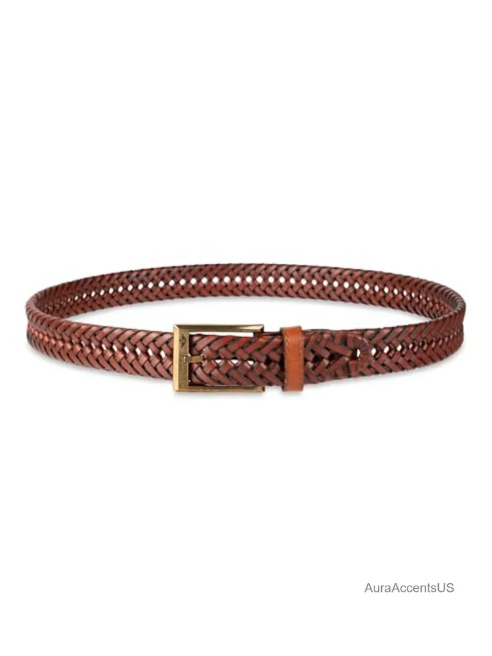 Men's Braided Leather Belt Fully Adjustable Casual Strap